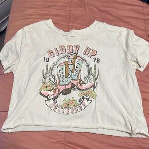Giddy Up White T-Shirt crop top
